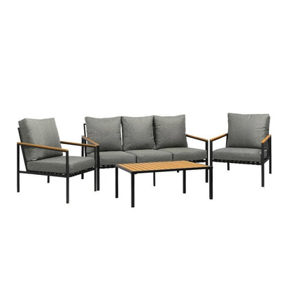 ODSS-SOREN-BK-AB Livsip Outdoor Lounge Sofa Set Patio Furniture Table Chairs Garden Lounge Set