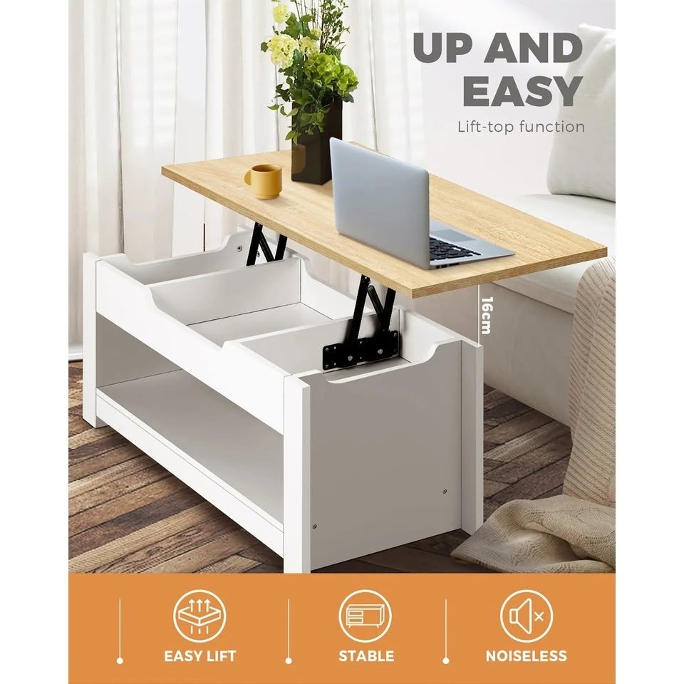 CTB-SUP-WHWD Oikiture Coffee Table Lift Up Top