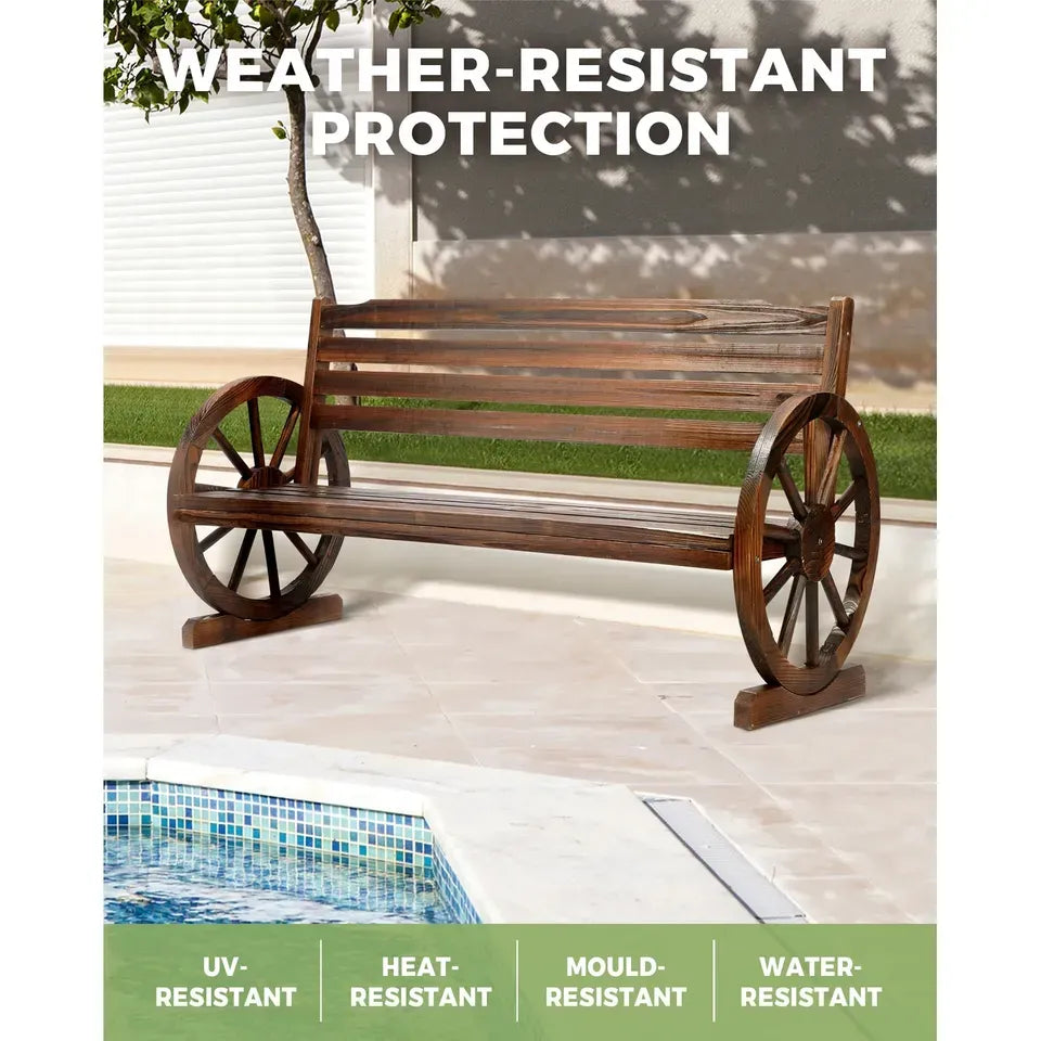 OD-WCH-3S-CA Livsip Garden Bench 3 Seater Outdoor Furniture Wooden Wagon Chair Patio Lounge