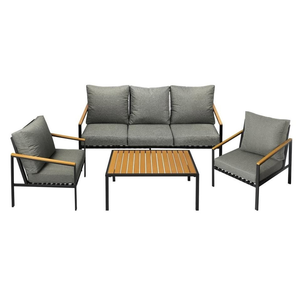 ODSS-SOREN-BK-AB Livsip Outdoor Lounge Sofa Set Patio Furniture Table Chairs Garden Lounge Set