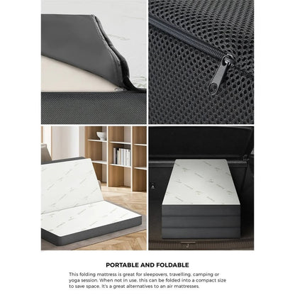 FM-B5-D-BKWH Bedra Folding Foam Mattress Sofa Bed Trifold Sleeping Mat Camping Cushion Double