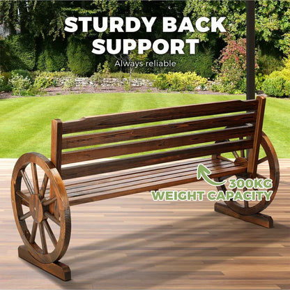OD-WCH-3S-CA Livsip Garden Bench 3 Seater Outdoor Furniture Wooden Wagon Chair Patio Lounge
