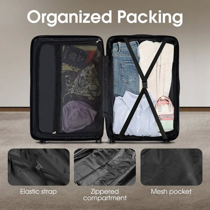 ZU-LGA028-BK ZUNI 28" Luggage Suitcase Trolley Set Travel TSA Lock Storage Hard Case Black