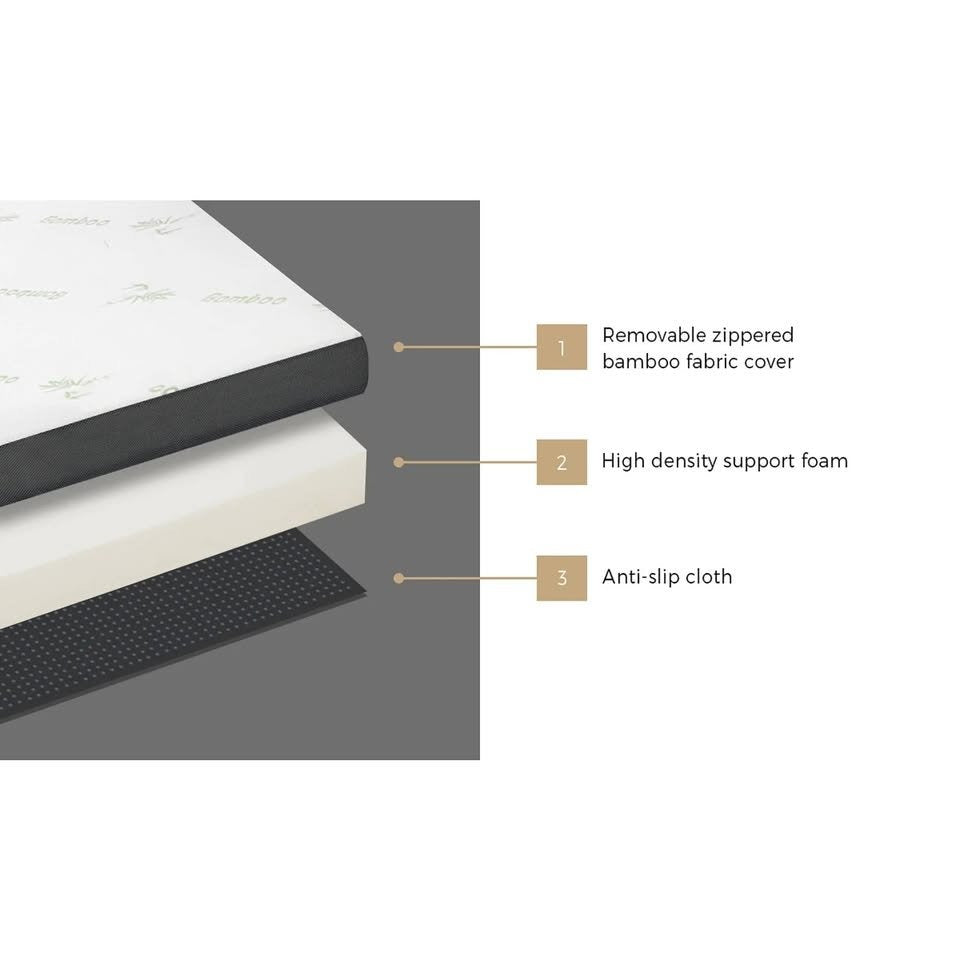 FM-B5-D-BKWH Bedra Folding Foam Mattress Sofa Bed Trifold Sleeping Mat Camping Cushion Double