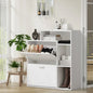 SS-VJ-2ROW-WH Oikiture Shoe Cabinet Storage 2 Doors Shoes Rack Display Wooden Shelves White