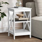 BT-VJ-MEC-F7-WH Oikiture Side Table 3-tier Shelf X-Structured Sides White