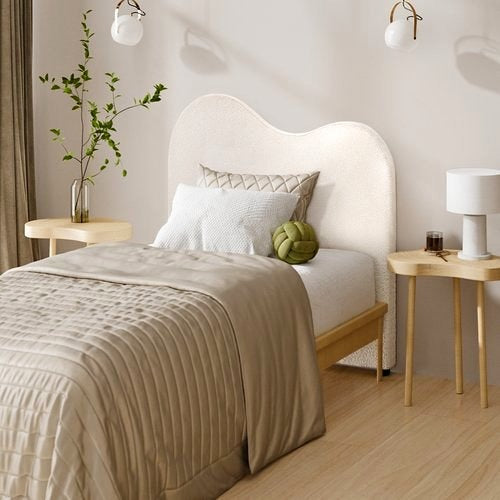 HB-KLAO-KS-BC-WH Oikiture Bed Head King Single Headboard Boucle Fabric White