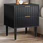 BT-PUTI-BK Ylona 2 Drawer Ribbed Bedside Table Black Color