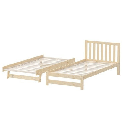 BF-W-A11-T2N-WD-AB Living Fusion Yesenia Pine Wood Single Bed with Trundle