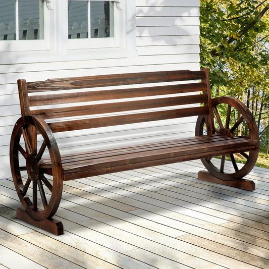 OD-WCH-3S-CA Livsip Garden Bench 3 Seater Outdoor Furniture Wooden Wagon Chair Patio Lounge