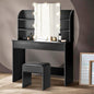 DT-ST-B2-BK-AB Dressing Table Stool Set Makeup Mirror Storage Drawer 10LED Bulbs Black