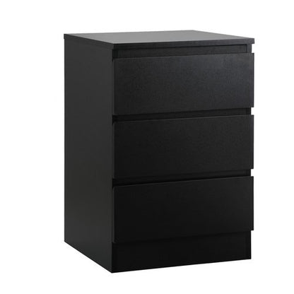 BT-VJ-LIZ-3D-BK Oikiture Bedside Table 3 Drawers Storage Cabinet Black