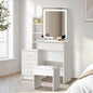 DT-ST-B19-WH-AB Oikiture Dressing Table Stool Set Makeup Slide Mirror LED Light Vanity White