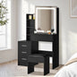 DT-ST-B19-BK-AB Oikiture Dressing Table Stool Set Makeup Slide Mirror LED Light Vanity Black