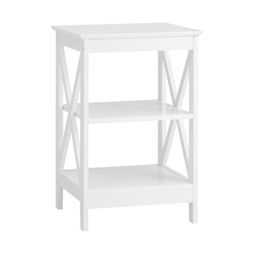 BT-VJ-MEC-F7-WH Oikiture Side Table 3-tier Shelf X-Structured Sides White