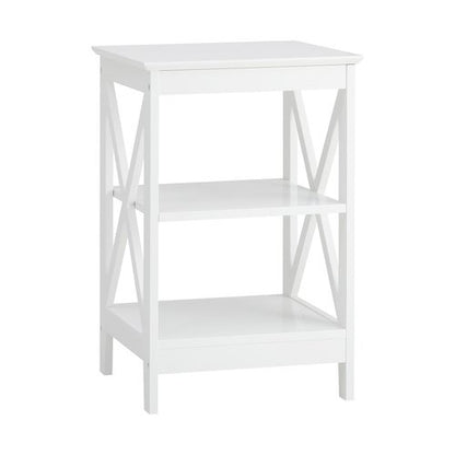 BT-VJ-MEC-F7-WH Oikiture Side Table 3-tier Shelf X-Structured Sides White