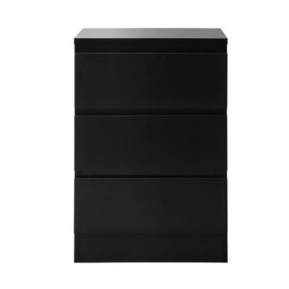 BT-VJ-LIZ-3D-BK Oikiture Bedside Table 3 Drawers Storage Cabinet Black