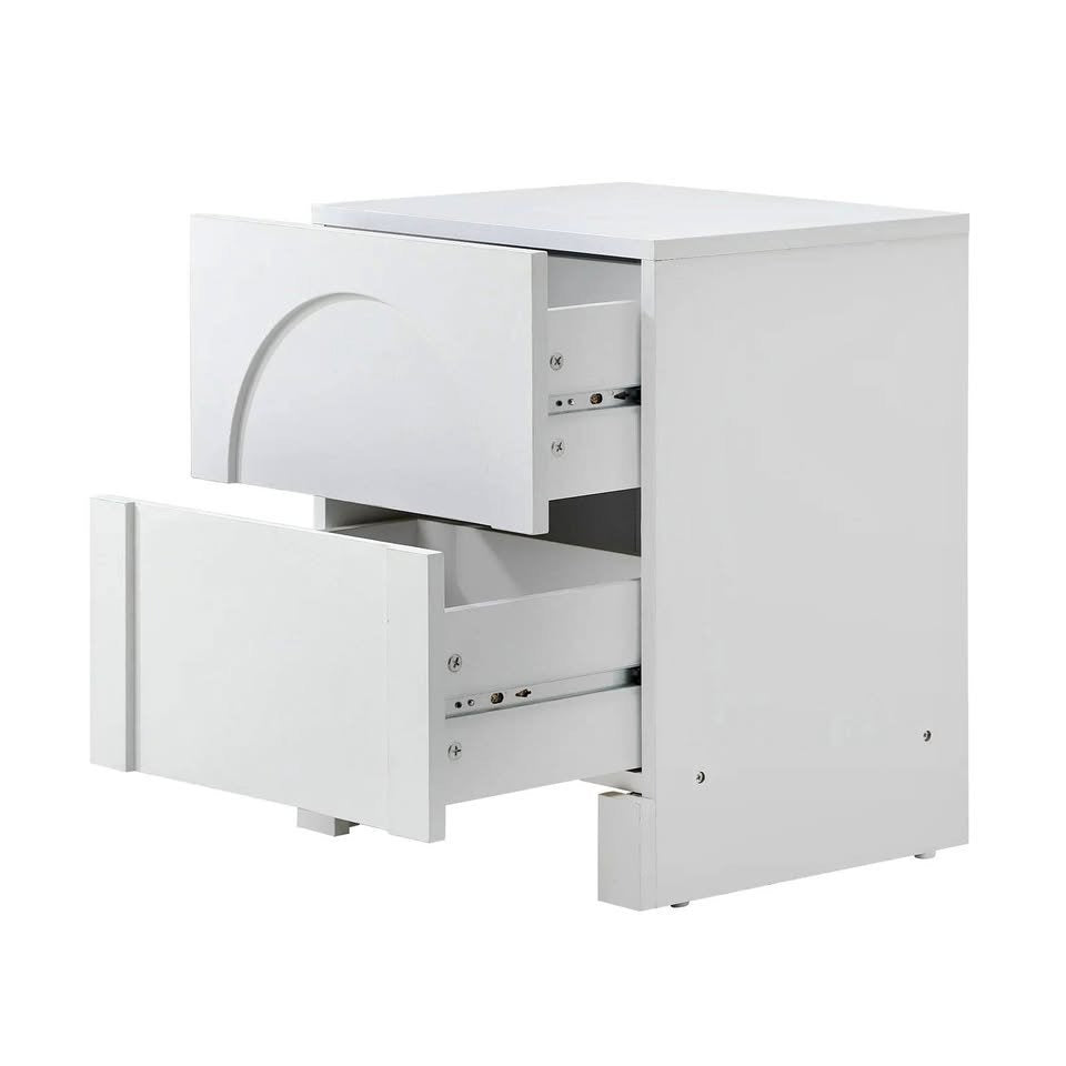 BT-WYNN-01-WH Oikiture Bedside Table 2 Drawers Side Table Storage Cabinet Nightstand White