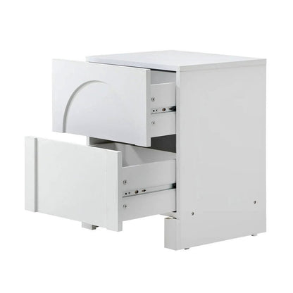 BT-WYNN-01-WH Oikiture Bedside Table 2 Drawers Side Table Storage Cabinet Nightstand White