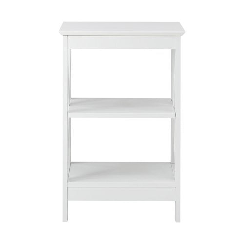 BT-VJ-MEC-F7-WH Oikiture Side Table 3-tier Shelf X-Structured Sides White