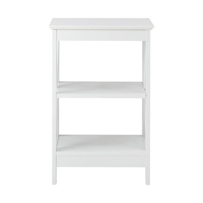 BT-VJ-MEC-F7-WH Oikiture Side Table 3-tier Shelf X-Structured Sides White