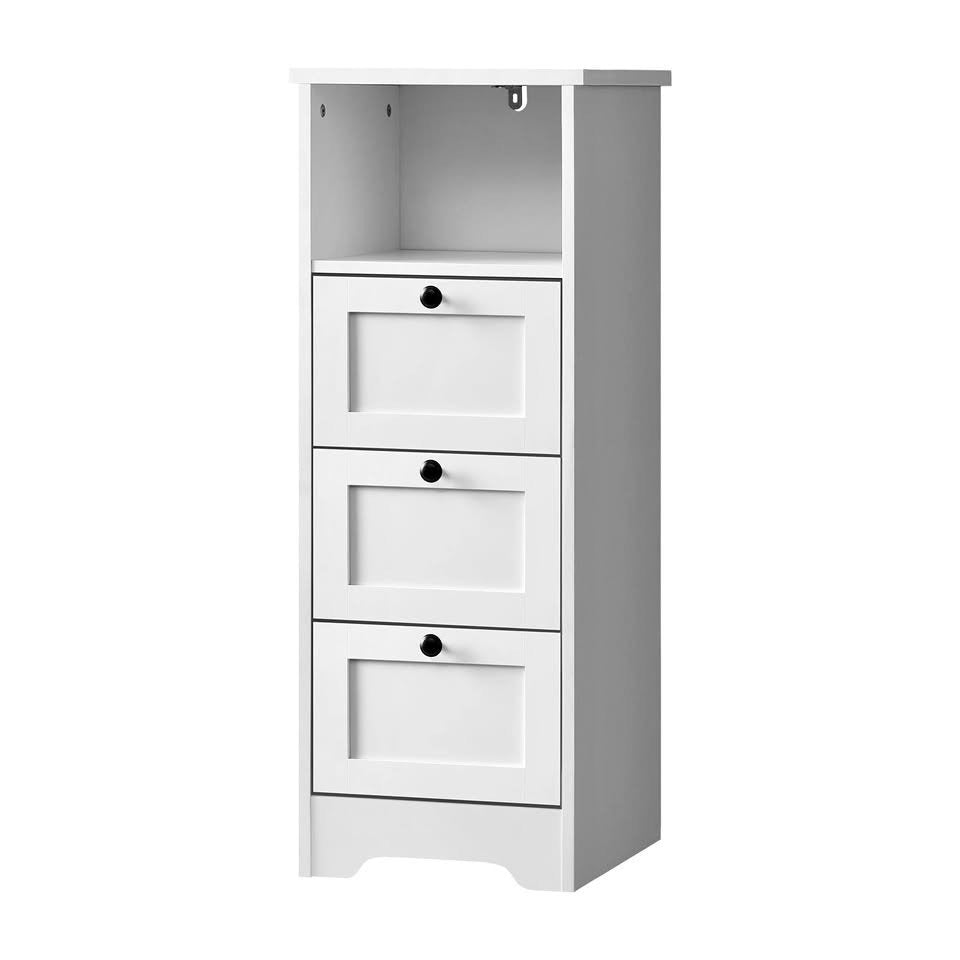 SB-HAMP-L3D-WH Oikiture Storage Cabinet Hallway Sideboard Hamptons Furniture - White