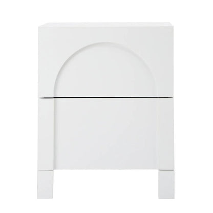 BT-WYNN-01-WH Oikiture Bedside Table 2 Drawers Side Table Storage Cabinet Nightstand White