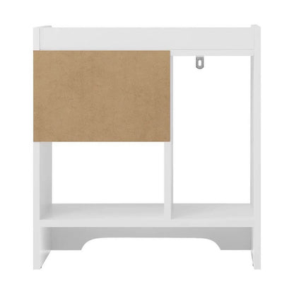 BT-SHEE-WH Oikiture Bedside Tables Side Table White Nightstand Storage Drawer Shelf Bedroom