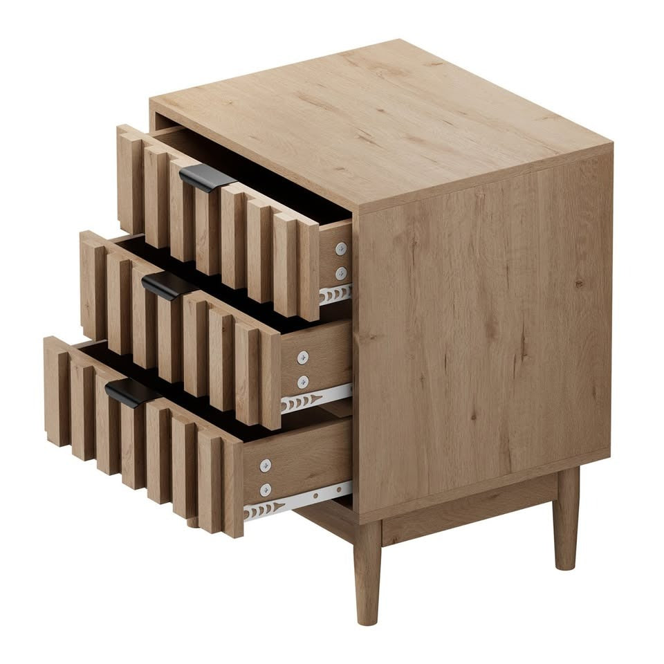 BT-YAKO-3D-WD Oikiture Adrian 3 Drawer Bedside Table