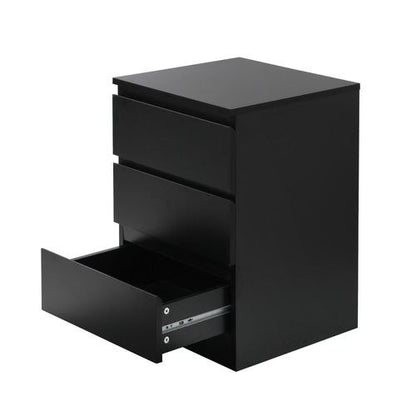 BT-VJ-LIZ-3D-BK Oikiture Bedside Table 3 Drawers Storage Cabinet Black