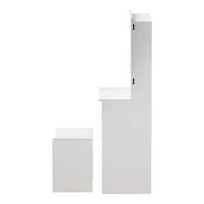 DT-ST-B19-WH-AB Oikiture Dressing Table Stool Set Makeup Slide Mirror LED Light Vanity White