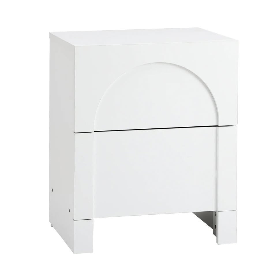 BT-WYNN-01-WH Oikiture Bedside Table 2 Drawers Side Table Storage Cabinet Nightstand White