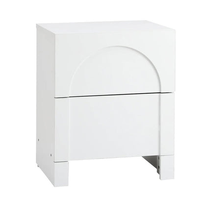 BT-WYNN-01-WH Oikiture Bedside Table 2 Drawers Side Table Storage Cabinet Nightstand White