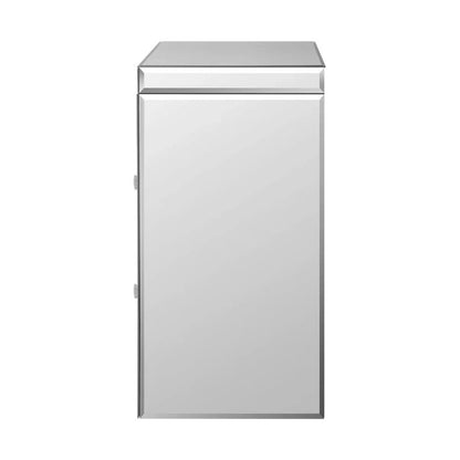 MF-BT-VICO-2D-SI Oikiture Mirrored Storage Cabinet Bedside Table End Table w/ Acrylic Handles