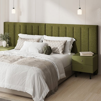 HB-EDDI-SP-GN Oikiture Bed Frame Headboard King Single Size Head Bedhead Green Boucle