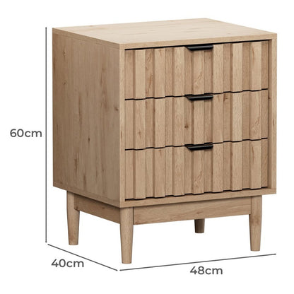 BT-YAKO-3D-WD Oikiture Adrian 3 Drawer Bedside Table