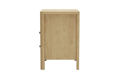 BT-WEST-1S2D-WD Oikiture Bedside Table 2 Drawers Open Shelf Natural