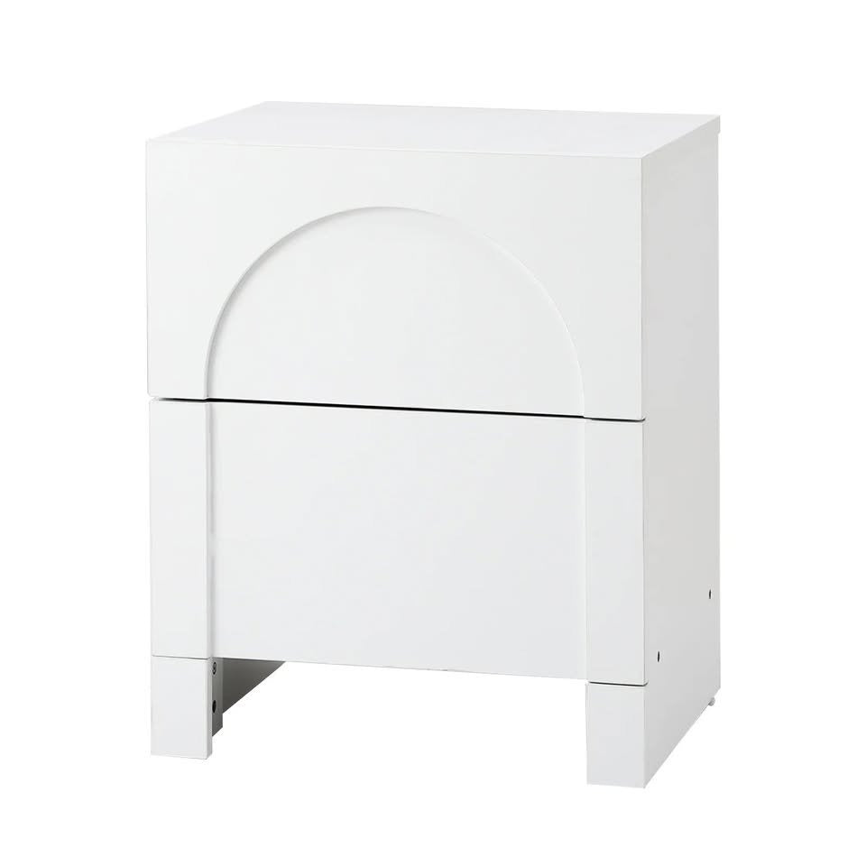 BT-WYNN-01-WH Oikiture Bedside Table 2 Drawers Side Table Storage Cabinet Nightstand White