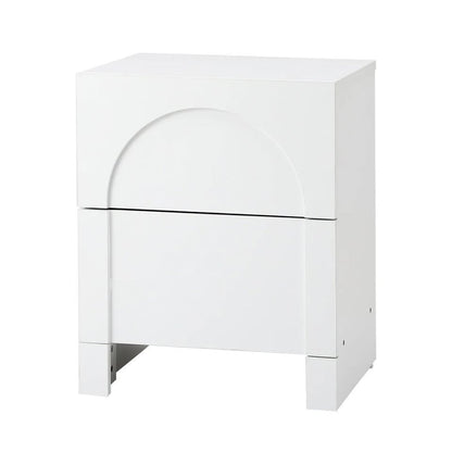 BT-WYNN-01-WH Oikiture Bedside Table 2 Drawers Side Table Storage Cabinet Nightstand White