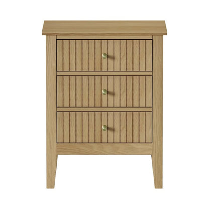 BT-PRIN-3D-WD Oikiture Bedside Table 3 Drawers Side End Storage Furniture Nightstand Natural