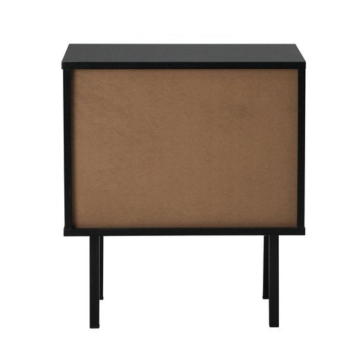 BT-UNIQ-01-BK Oikiture Bedside Tables Storage Cabinet Glass Door Black