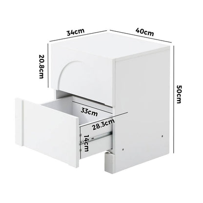 BT-WYNN-01-WH Oikiture Bedside Table 2 Drawers Side Table Storage Cabinet Nightstand White