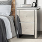 MF-BT-VICO-2D-SI Oikiture Mirrored Storage Cabinet Bedside Table End Table w/ Acrylic Handles