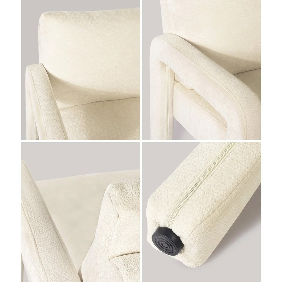 ACH-A11-BG Oikiture Armchair Velvet Accent Chairs 1 Seater Lounge Sofa Chair Beige