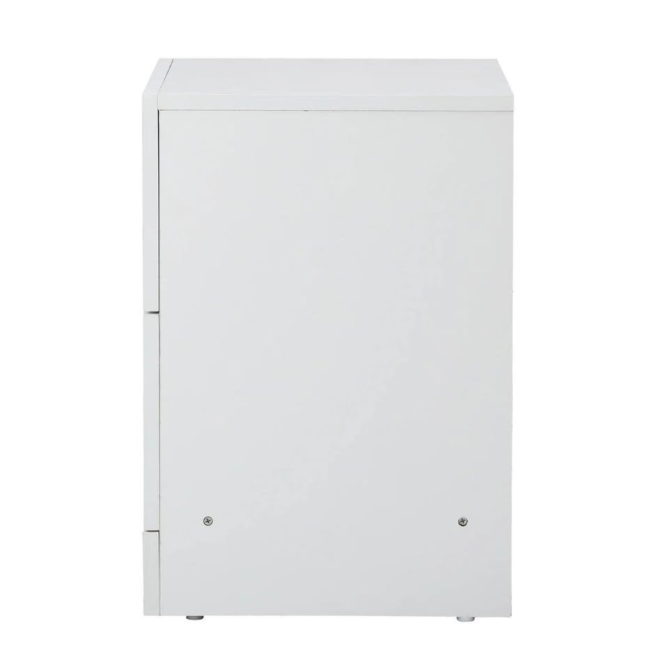 BT-WYNN-01-WH Oikiture Bedside Table 2 Drawers Side Table Storage Cabinet Nightstand White