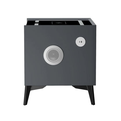 BT-GG-SMA1-50-2D-GY Oikiture Smart Bedside Table Wireless Charging LED 2 Drawers Nightstand Grey