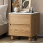 BT-COCO-2D-WD Oikiture Bedside Table Side End Table 2 Drawers Nightstand Marble Top Natural