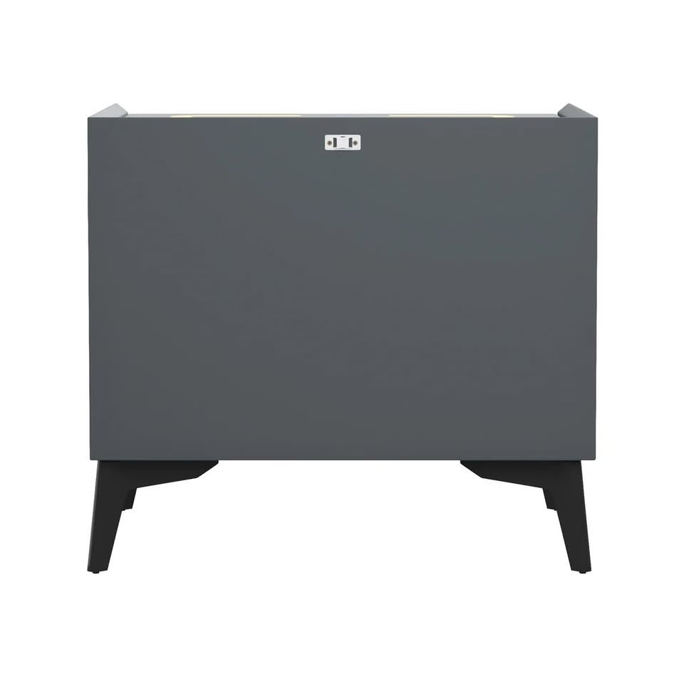 BT-GG-SMA1-50-2D-GY Oikiture Smart Bedside Table Wireless Charging LED 2 Drawers Nightstand Grey