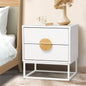 BT-COMO-2D-WH Living Fusion Dalton 2-Drawer Bedside Table Wooden Handles Metal Leg White