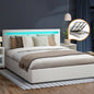 BF-B-MARC-K-WH-ABC Oikiture Bed Frame RGB LED King Size Gas Lift Storage Base White